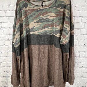 NWOT Glitzy Girl Long Sleeve Camo Top